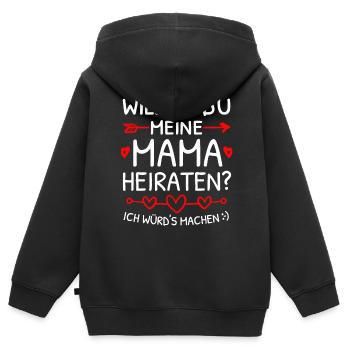 Willst du meine Mama heiraten? Heiratsantrag - Kinder Premium Organic Zip Hoodie - Schwarz - Hinten - AI Model Kid Male (0cm)