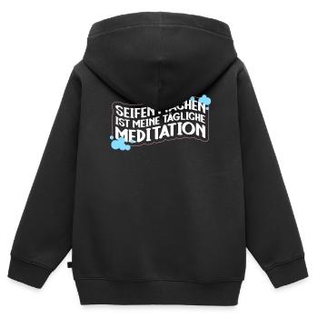 Seifen Machen Ist Meine Tägliche Meditation - - Kinder Premium Organic Zip Hoodie - Schwarz - Hinten - AI Model Kid Male (0cm)