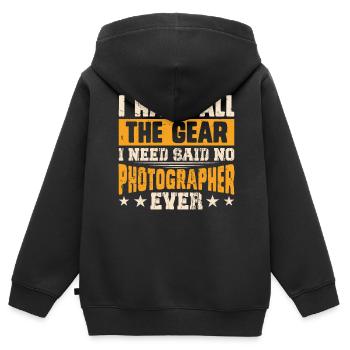 Fotograf - Kinder Premium Organic Zip Hoodie - Schwarz - Hinten - AI Model Kid Male (0cm)