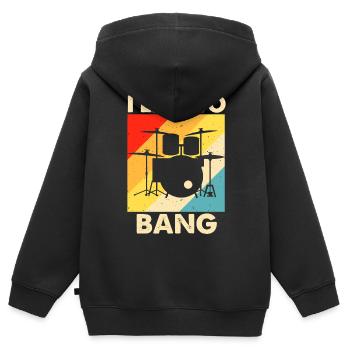 Batterie Batteur Batteur - Sweat Premium à capuche zippé enfant bio - noir - Dos - AI Model Kid Male (0cm)