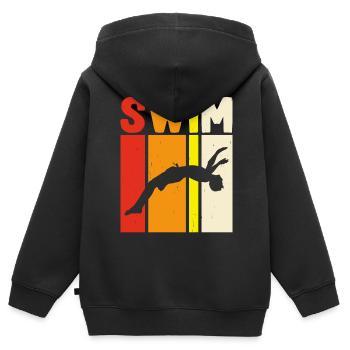 Flotteur de natation - Sweat Premium à capuche zippé enfant bio - noir - Dos - AI Model Kid Male (0cm)