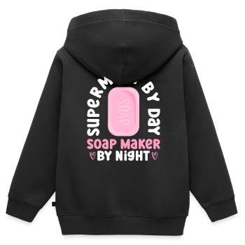 Seife machen Mama Seifensieder Spruch Mutter - Kinder Premium Organic Zip Hoodie - Schwarz - Hinten - AI Model Kid Male (0cm)