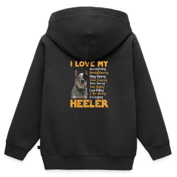 Australian Cattle Dog - Kids Premium Organic Zip-up Hoodie - black - Back - AI Model Kid Male (0cm)