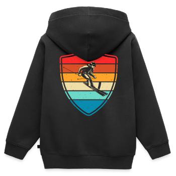 Ski Skifahren Skifahrer - Kinder Premium Organic Zip Hoodie - Schwarz - Hinten - AI Model Kid Male (0cm)