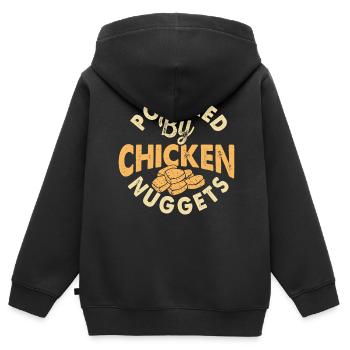 Chicken Nuggets - Kinder Premium Organic Zip Hoodie - Schwarz - Hinten - AI Model Kid Male (0cm)
