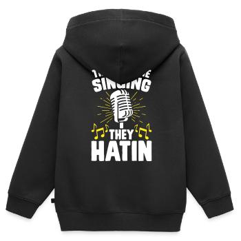 Karaoké chanteur chanteur - Sweat Premium à capuche zippé enfant bio - noir - Dos - AI Model Kid Male (0cm)