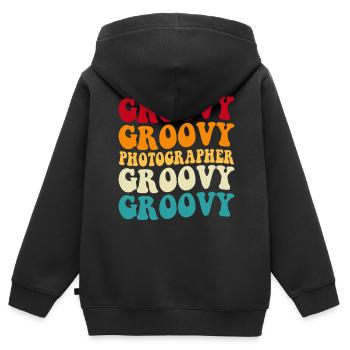 Fotograf - Kinder Premium Organic Zip Hoodie - Schwarz - Hinten - AI Model Kid Male (0cm)