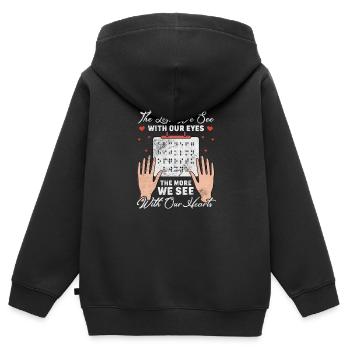 Braille - Kinder Premium Organic Zip Hoodie - Schwarz - Hinten - AI Model Kid Male (0cm)
