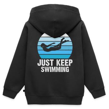 Flotteur de natation - Sweat Premium à capuche zippé enfant bio - noir - Dos - AI Model Kid Male (0cm)