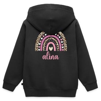 Alina Regenbogen Name Geburtstag Alina - Kinder Premium Organic Zip Hoodie - Schwarz - Hinten - AI Model Kid Male (0cm)