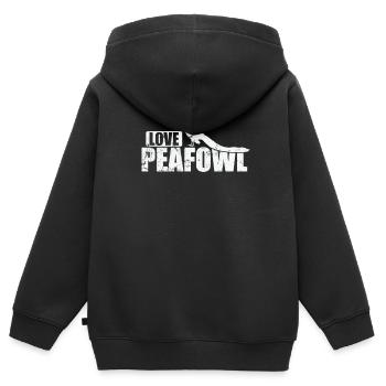 Love Peafowl Bird Plumage Zoo - Sweat Premium à capuche zippé enfant bio - noir - Dos - AI Model Kid Male (0cm)