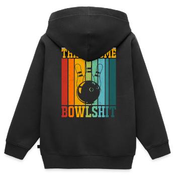 Bowling - Kinder Premium Organic Zip Hoodie - Schwarz - Hinten - AI Model Kid Male (0cm)