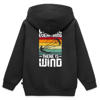 Kitesurf Kitesurfer Kiteboard - Sweat Premium à capuche zippé enfant bio - noir - Dos - AI Model Kid Male (0cm)