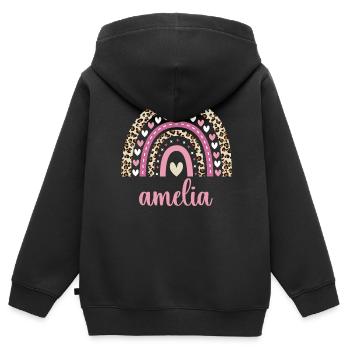Amelia Regenbogen Name Geburtstag Amelia - Kinder Premium Organic Zip Hoodie - Schwarz - Hinten - AI Model Kid Male (0cm)