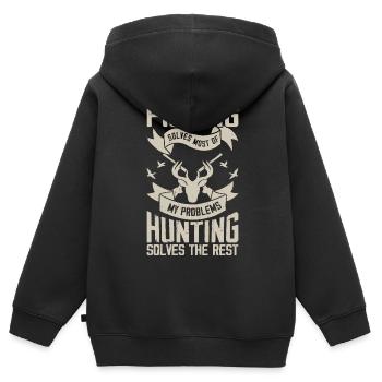 Angeln Angler Jäger Jagen - Kinder Premium Organic Zip Hoodie - Schwarz - Hinten - AI Model Kid Male (0cm)