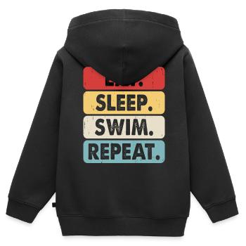 Flotteur de natation - Sweat Premium à capuche zippé enfant bio - noir - Dos - AI Model Kid Male (0cm)