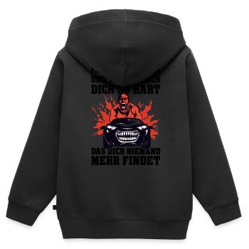 fass mein auto an und ich klatsch dich so hart - Kinder Premium Organic Zip Hoodie - Schwarz - Hinten - AI Model Kid Male (0cm)