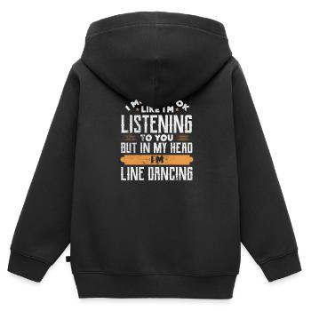 Linedance - Kinder Premium Organic Zip Hoodie - Schwarz - Hinten - AI Model Kid Male (0cm)