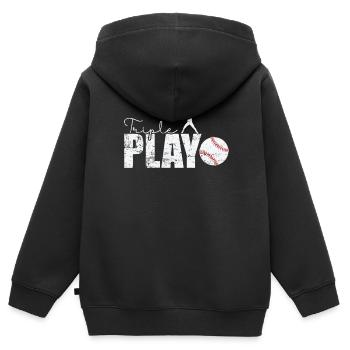 Baseball triple jeu - Sweat Premium à capuche zippé enfant bio - noir - Dos - AI Model Kid Male (0cm)