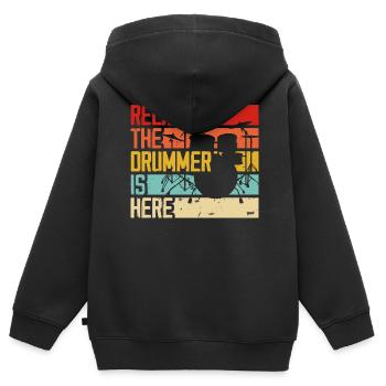 Batterie Batteur Batteur - Sweat Premium à capuche zippé enfant bio - noir - Dos - AI Model Kid Male (0cm)