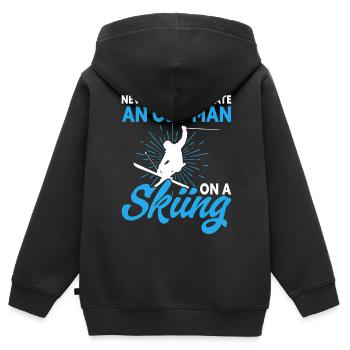 Ski Skifahren Skifahrer - Kinder Premium Organic Zip Hoodie - Schwarz - Hinten - AI Model Kid Male (0cm)