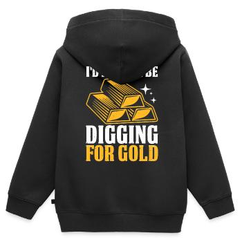 gold panning gold panner gold prospector gold prospector - Kids Premium Organic Zip-up Hoodie - black - Back - AI Model Kid Male (0cm)