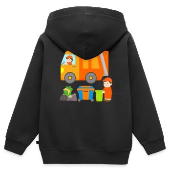 Müllabfuhr Fahrzeug Müllwagen - Kinder Premium Organic Zip Hoodie - Schwarz - Hinten - AI Model Kid Male (0cm)