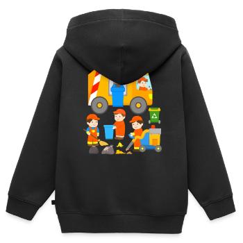 Garbage truck, garbage man, garbage collector, garbage collector, children - Kids Premium Organic Zip-up Hoodie - black - Back - AI Model Kid Male (0cm)