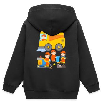 Nettoyage des ordures par balayeuse - Sweat Premium à capuche zippé enfant bio - noir - Dos - AI Model Kid Male (0cm)