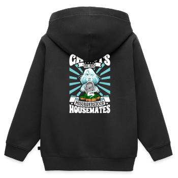 Les fantômes ne sont que des colocataires - chasseurs de fantômes - Sweat Premium à capuche zippé enfant bio - noir - Dos - AI Model Kid Male (0cm)