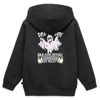 Papa ist Geisterjäger - Kinder Premium Organic Zip Hoodie - Schwarz - Hinten - AI Model Kid Male (0cm)