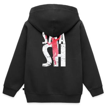 Smash Badminton - Sweat Premium à capuche zippé enfant bio - noir - Dos - AI Model Kid Male (0cm)
