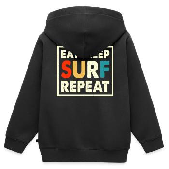 Surfeur - Sweat Premium à capuche zippé enfant bio - noir - Dos - AI Model Kid Male (0cm)