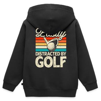 Golf Golfer - Kinder Premium Organic Zip Hoodie - Schwarz - Hinten - AI Model Kid Male (0cm)