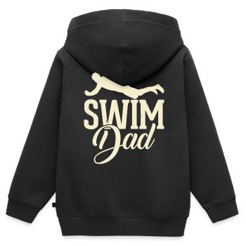 Nageur Natation Papa Papa Papa Papa - Sweat Premium à capuche zippé enfant bio - noir - Dos - AI Model Kid Male (0cm)