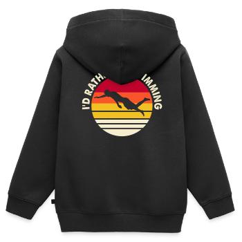 Flotteur de natation - Sweat Premium à capuche zippé enfant bio - noir - Dos - AI Model Kid Male (0cm)