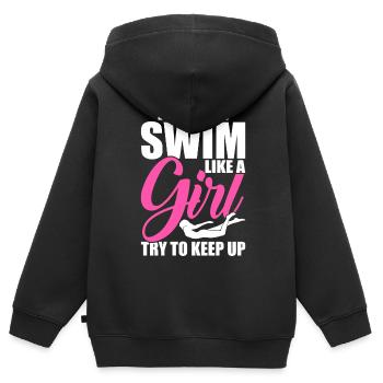 Flotteur de natation - Sweat Premium à capuche zippé enfant bio - noir - Dos - AI Model Kid Male (0cm)