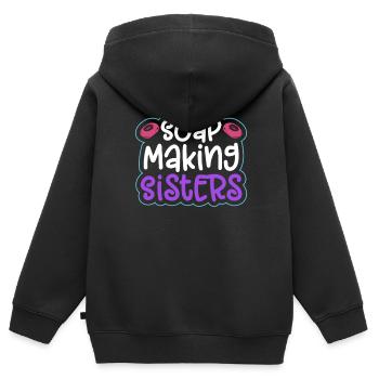 savon fabrication savon savonnière savonnerie savon chaudière - Sweat Premium à capuche zippé enfant bio - noir - Dos - AI Model Kid Male (0cm)