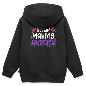 savon fabrication savon savonnière savonnerie savon chaudière - Sweat Premium à capuche zippé enfant bio - noir - Dos - AI Model Kid Male (0cm)