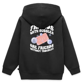 savon fabrication savon savonnière savonnerie savon chaudière - Sweat Premium à capuche zippé enfant bio - noir - Dos - AI Model Kid Male (0cm)