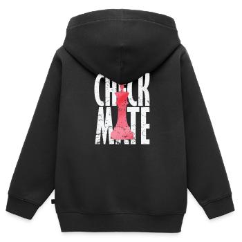 Échecs et échec et mat - Sweat Premium à capuche zippé enfant bio - noir - Dos - AI Model Kid Male (0cm)