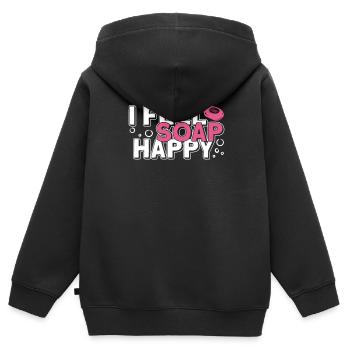 savon fabrication savon savonnière savonnerie savon chaudière - Sweat Premium à capuche zippé enfant bio - noir - Dos - AI Model Kid Male (0cm)