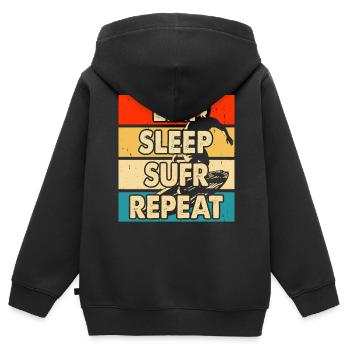 Surfeur - Sweat Premium à capuche zippé enfant bio - noir - Dos - AI Model Kid Male (0cm)
