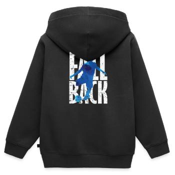 Fallrückzieher Fußball - Kinder Premium Organic Zip Hoodie - Schwarz - Hinten - AI Model Kid Male (0cm)