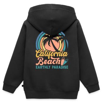Surfeur - Sweat Premium à capuche zippé enfant bio - noir - Dos - AI Model Kid Male (0cm)