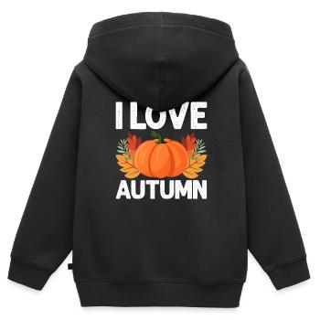 Automne - Sweat Premium à capuche zippé enfant bio - noir - Dos - AI Model Kid Male (0cm)