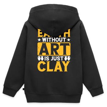 Art - Sweat Premium à capuche zippé enfant bio - noir - Dos - AI Model Kid Male (0cm)