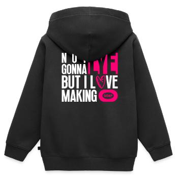 savon fabrication savon savonnière savonnerie savon chaudière - Sweat Premium à capuche zippé enfant bio - noir - Dos - AI Model Kid Male (0cm)