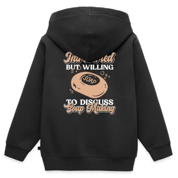 savon fabrication savon savonnière savonnerie savon chaudière - Sweat Premium à capuche zippé enfant bio - noir - Dos - AI Model Kid Male (0cm)