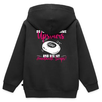 savon fabrication savon savonnière savonnerie savon chaudière - Sweat Premium à capuche zippé enfant bio - noir - Dos - AI Model Kid Male (0cm)